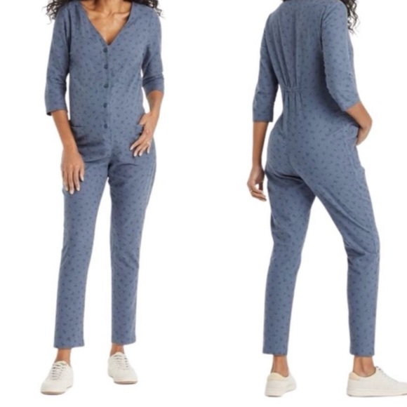 THE NINES by HATCH Button-Front Floral Maternity Jumpsuit - Picture 3 of 16